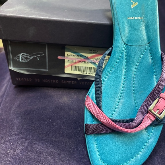 Prada turquoise blue and multicolored straps sandals - Picture 5 of 6